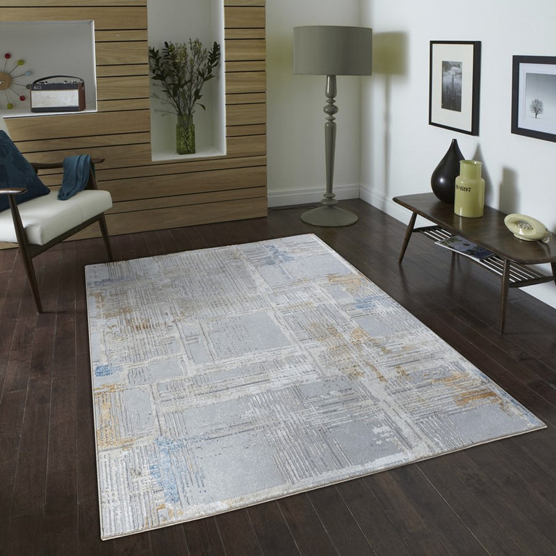 Conrad Home 062 Abstract Art 2'7" x 7' Abstract Runner, Off White