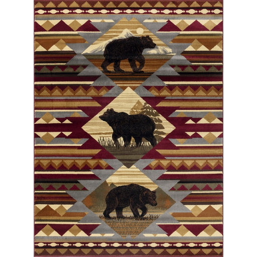 Conrad Home Cabin Life 2'7'' x 7'3'' Lodge Runner, Red SW/Bears - CBL30012-7