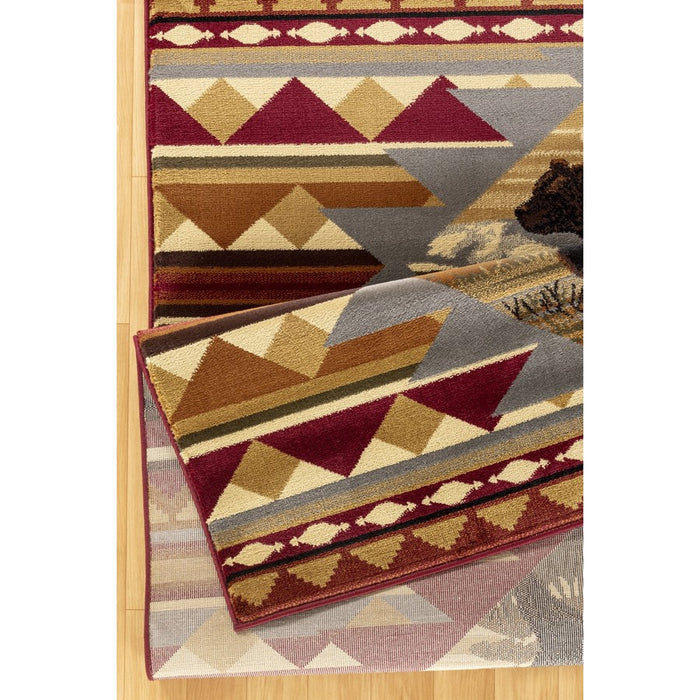 Conrad Home Cabin Life 2'7'' x 7'3'' Lodge Runner, Red SW/Bears