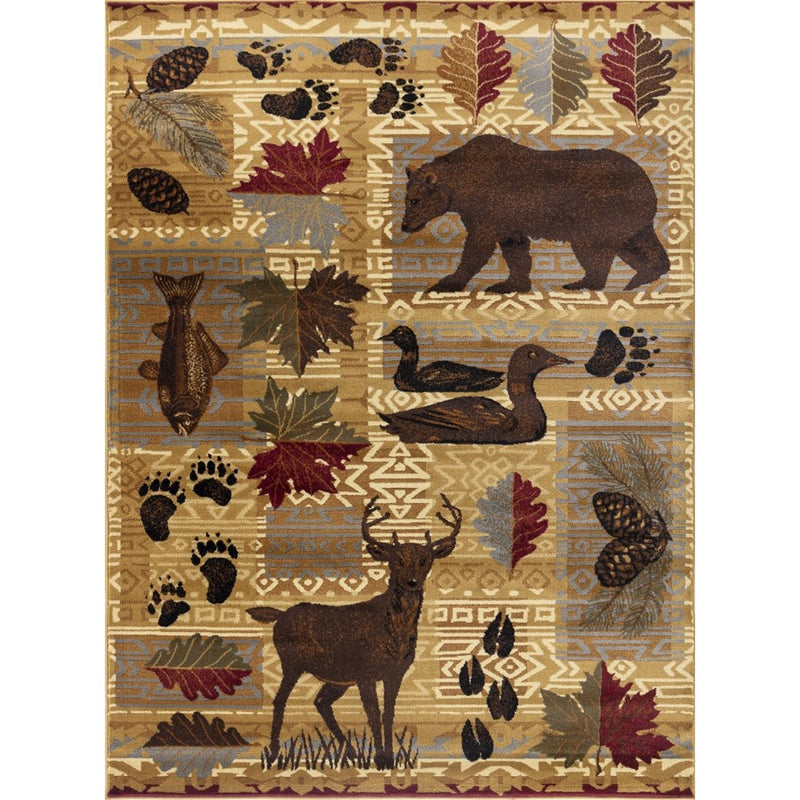 Conrad Home Cabin Life 2' x 3' Lodge Area Rug, Beige Nature/Animals