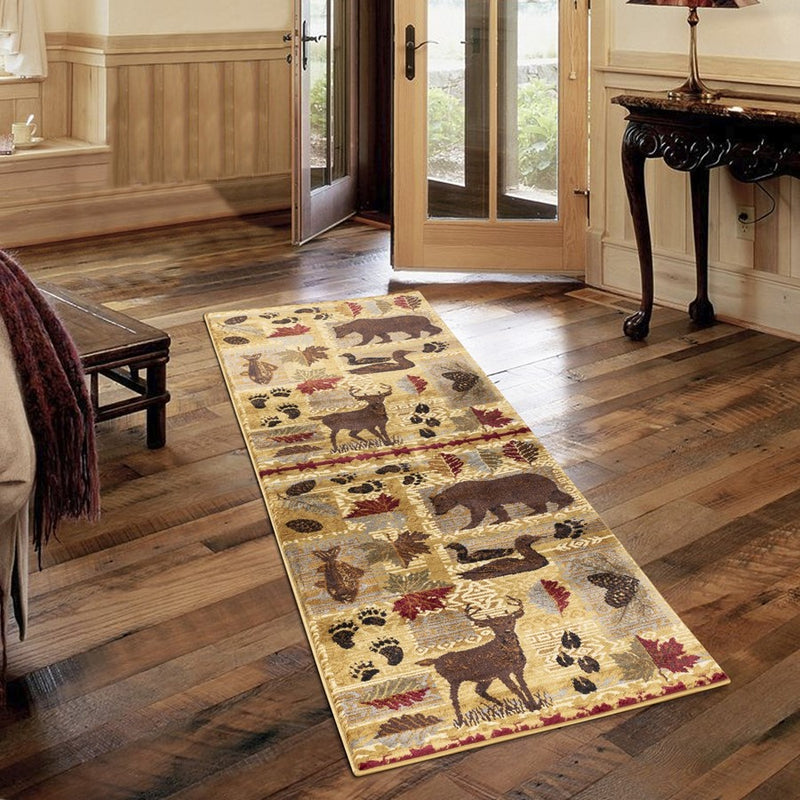 Conrad Home Cabin Life 2' x 3' Lodge Area Rug, Beige Nature/Animals