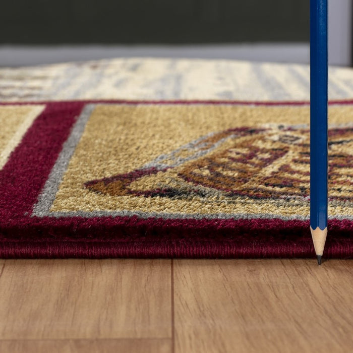 Conrad Home Cabin Life 5'3'' x 7'3'' Lodge Rug, Red Nature/Fishing