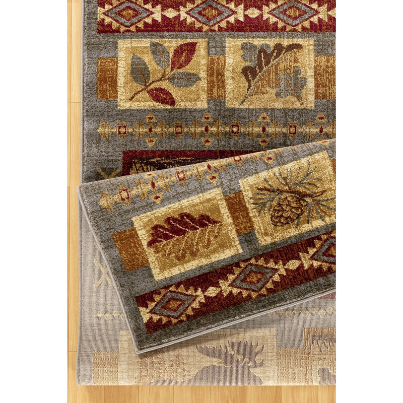 Conrad Home Cabin Life 2'7x7'3 Lodge Runner, Blue Leaves/Animals