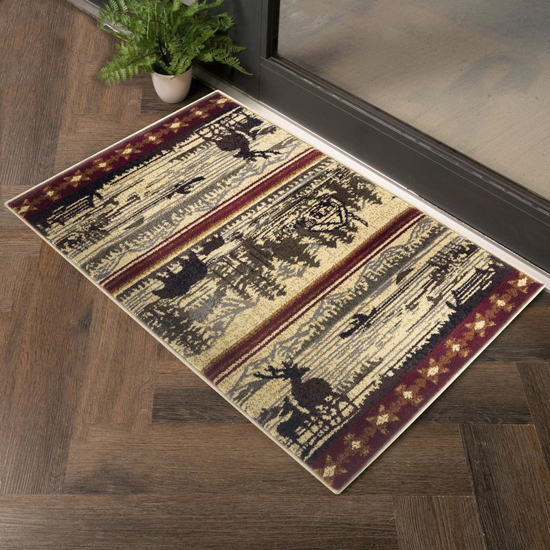 Conrad Home Cabin Life 2' x 3' Lodge Rug, Cream Mountain/Lake Wiev