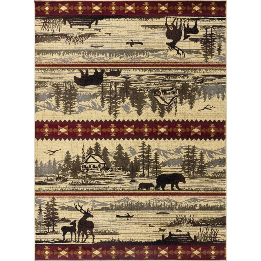 Conrad Home Cabin Life 7'10'' x 10'3'' Lodge Rug, Cream Mtn/Lake - CBL30058-10
