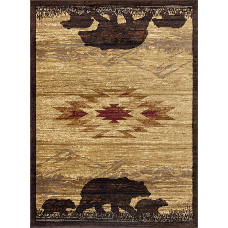 Conrad Home Cabin Life 2' x 3' Lodge Rug, Beige Southwest/Bears
