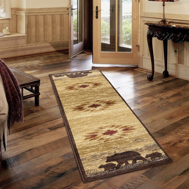 Conrad Home Cabin Life 2' x 3' Lodge Rug, Beige Southwest/Bears
