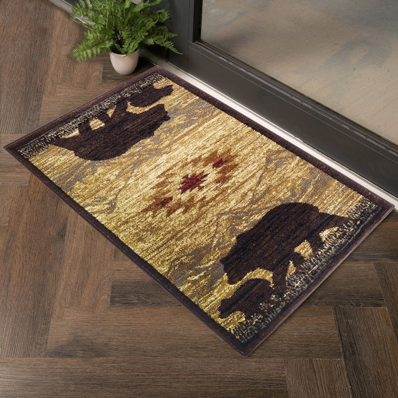 Conrad Home Cabin Life 2' x 3' Lodge Rug, Beige Southwest/Bears
