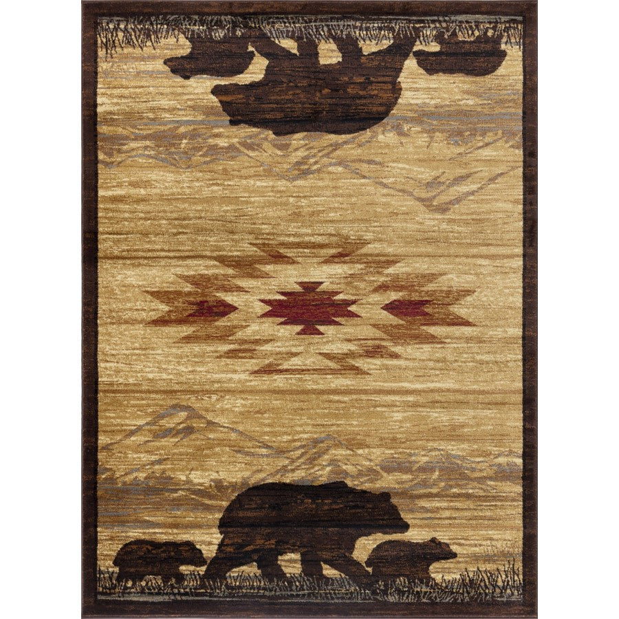 Conrad Home Cabin Life 5'3'' x 7'3'' Lodge Rug, Beige SW/Bears - CBL30065-7