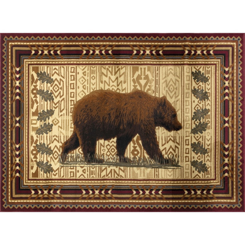 Conrad Home Cabin Life 2' x 3' Lodge Area Rug, Red Southwest/Bear