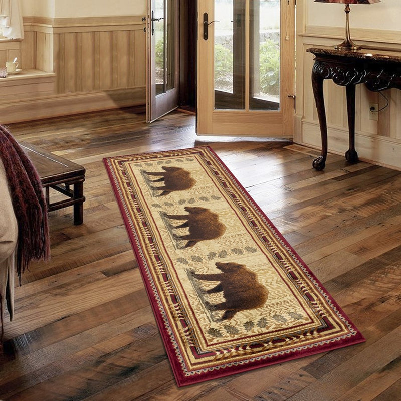 Conrad Home Cabin Life 2' x 3' Lodge Area Rug, Red Southwest/Bear