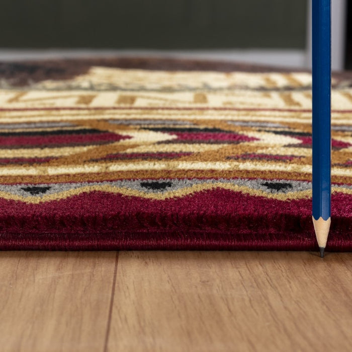 Conrad Home Cabin Life 2' x 3' Lodge Area Rug, Red Southwest/Bear