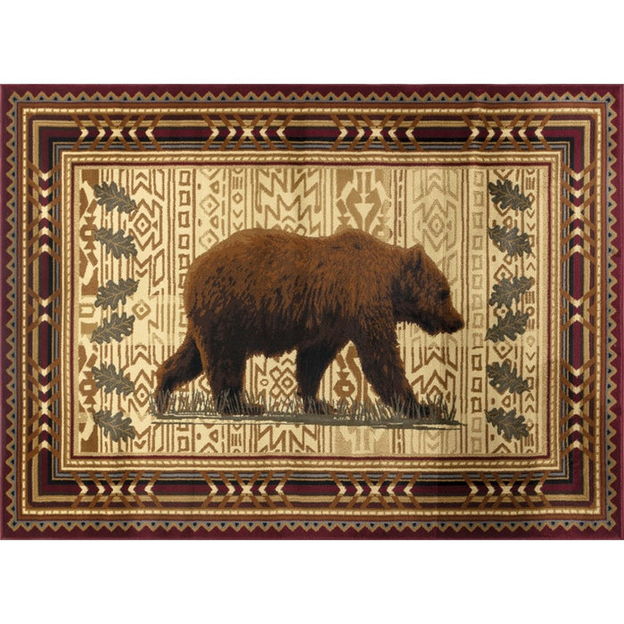 Conrad Home Cabin Life 5'3'' x 7'3'' Lodge Rug, Red Southwest/Bear - CBL30075-7