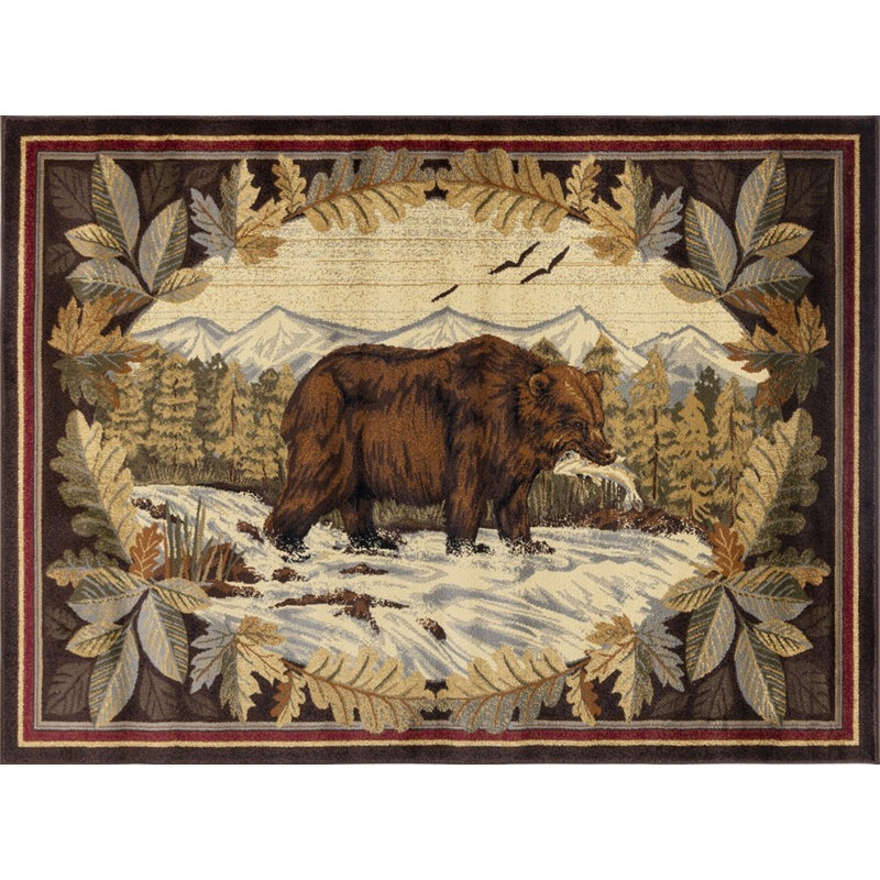 Conrad Home Cabin Life 2' x 3' Lodge Area Rug, Brown Bear/River