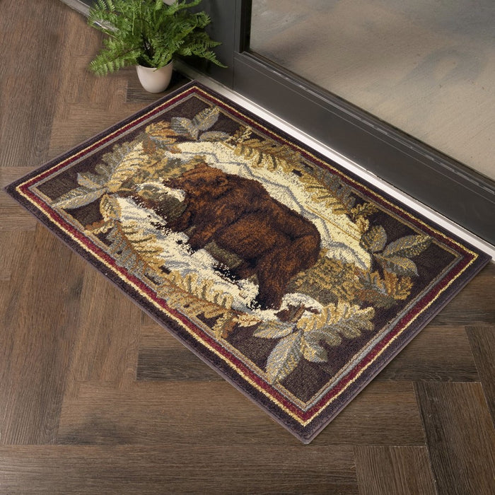 Conrad Home Cabin Life 2'7'' x 7'3'' Lodge Runner, Brown Bear/River