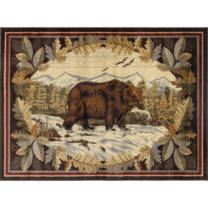 Conrad Home Cabin Life 5'3'' x 7'3'' Lodge Rug, Brown Bear/River - CBL30085-7