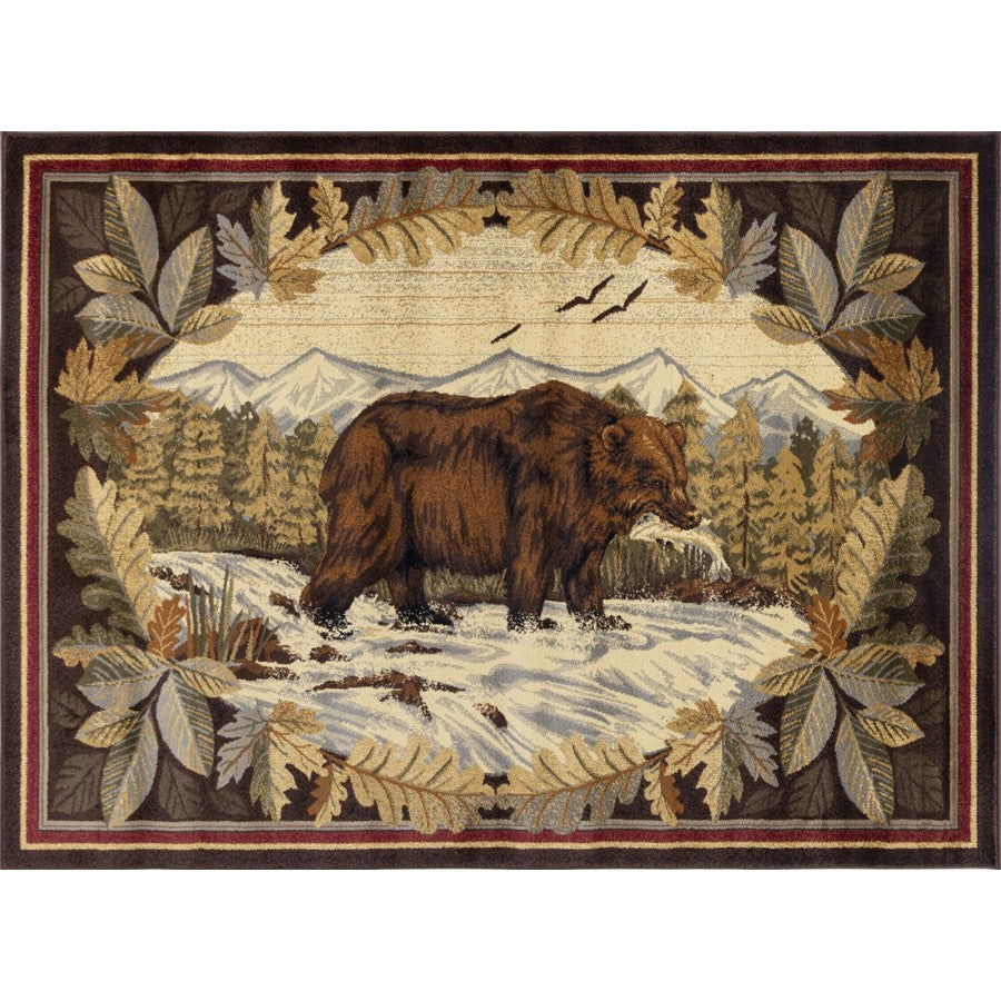 Conrad Home Cabin Life 5'3'' x 7'3'' Lodge Rug, Brown Bear/River - CBL30085-7