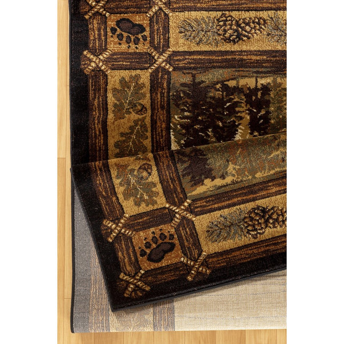 Conrad Home Cabin Life 2' x 3' Lodge Rug, Black Border/Mountains