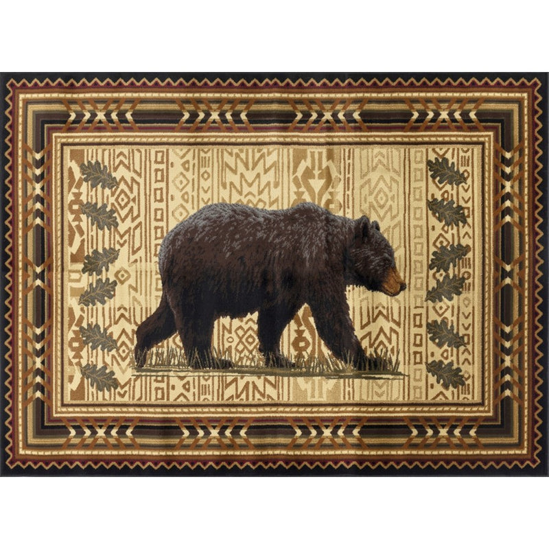Conrad Home Cabin Life 2' x 3' Lodge Area Rug, Black Southwest/Bear