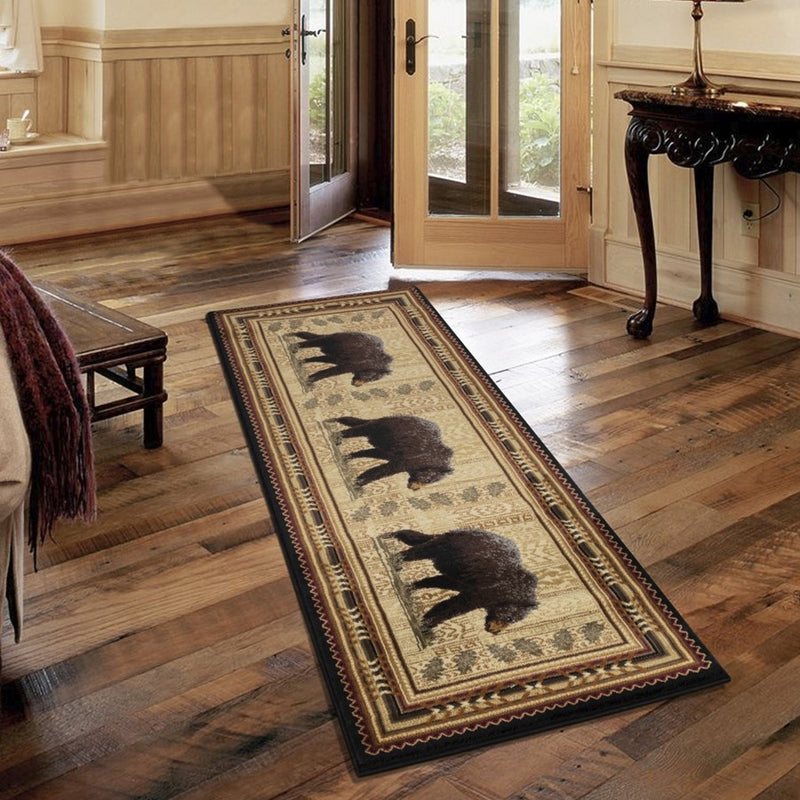 Conrad Home Cabin Life 2' x 3' Lodge Area Rug, Black Southwest/Bear