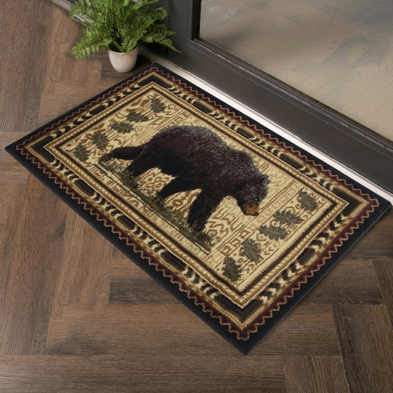Conrad Home Cabin Life 2' x 3' Lodge Area Rug, Black Southwest/Bear