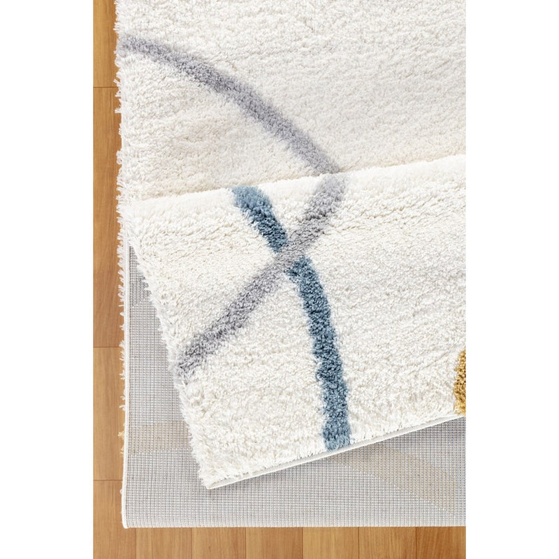 Conrad Home Cozy Shag 7'10" x 9'10" Shag Rug, Ivory Modern/Circles