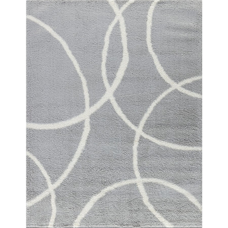Conrad Home Cozy Shag 5'3' x 7' Shag Area Rug, Grey Modern/Circles