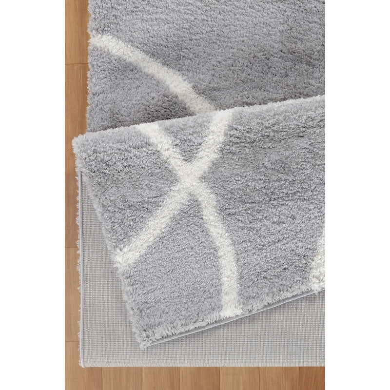 Conrad Home Cozy Shag 7'10" x 9'10" Shag Rug, Grey Modern/Circles