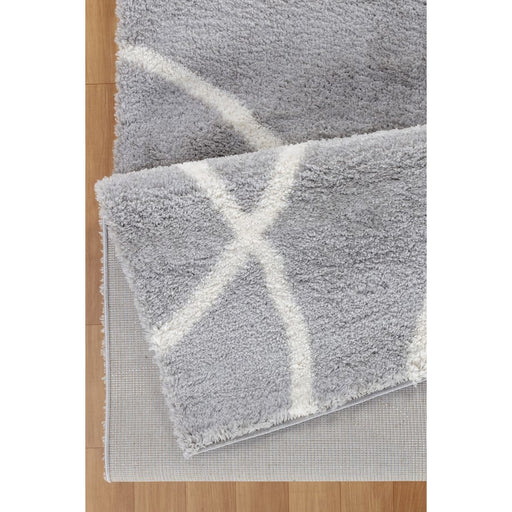 Conrad Home Cozy Shag 7'10" x 9'10" Shag Rug, Grey Modern/Circles