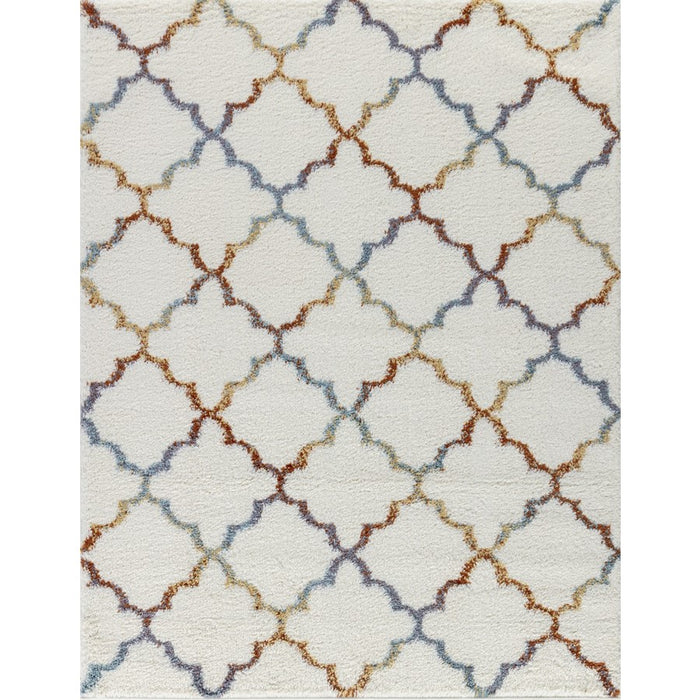 Conrad Home Cozy Shag 7'10" x 9'10" Shag Rug, Ivory Trellis - CZY10038-10