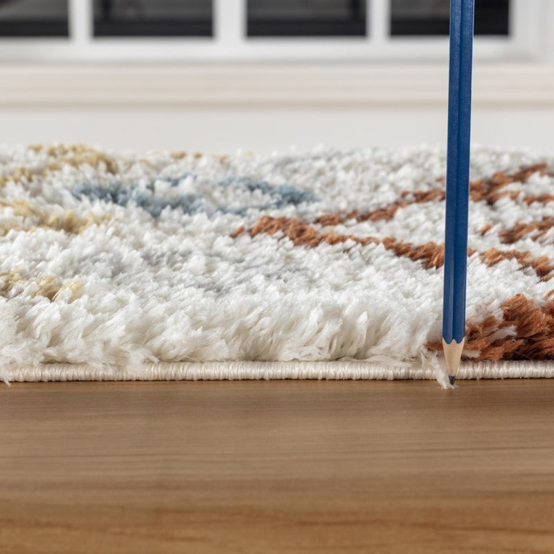 Conrad Home Cozy Shag 7'10" x 9'10" Shag Rug, Ivory Trellis