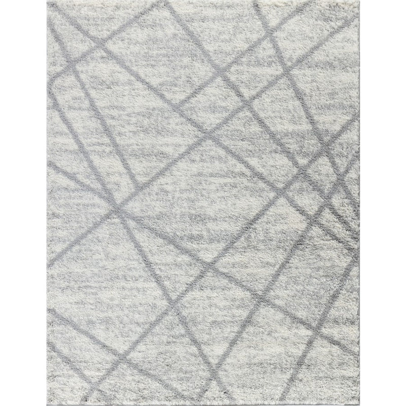 Conrad Home Cozy Shag 5'3' x 7' Shag Area Rug, Grey Geometric