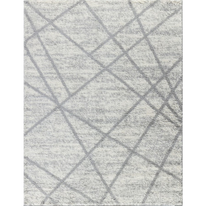 Conrad Home Cozy Shag 5'3' x 7' Shag Area Rug, Grey Geometric - CZY10045-7