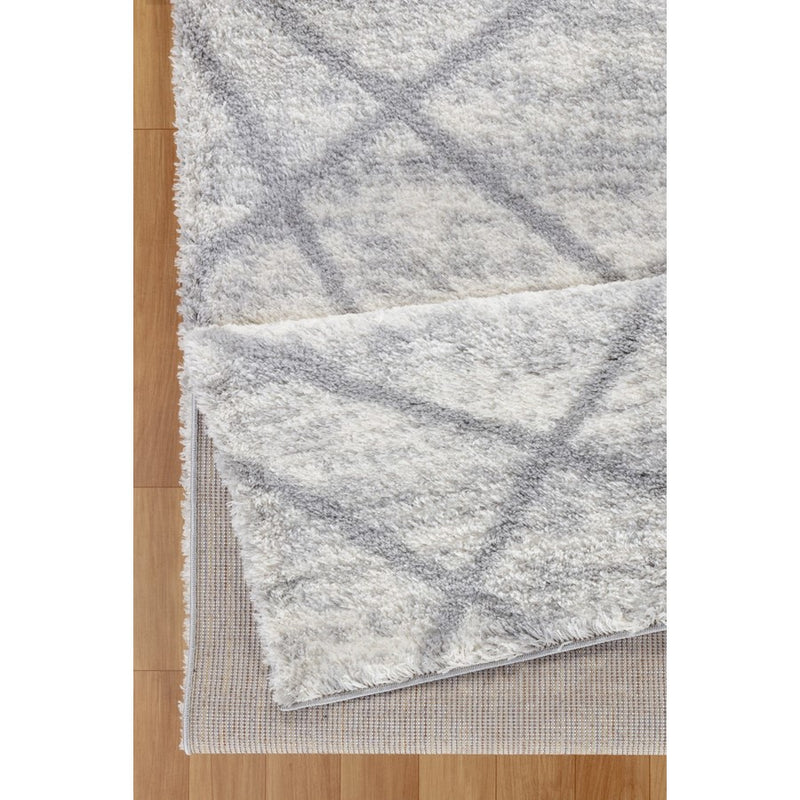 Conrad Home Cozy Shag 5'3' x 7' Shag Area Rug, Grey Geometric