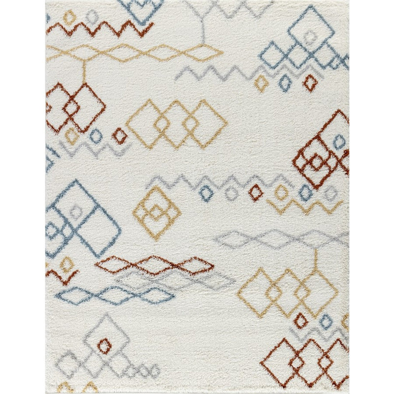 Conrad Home Cozy Shag 5'3' x 7' Shag Area Rug, Ivory/Diamonds