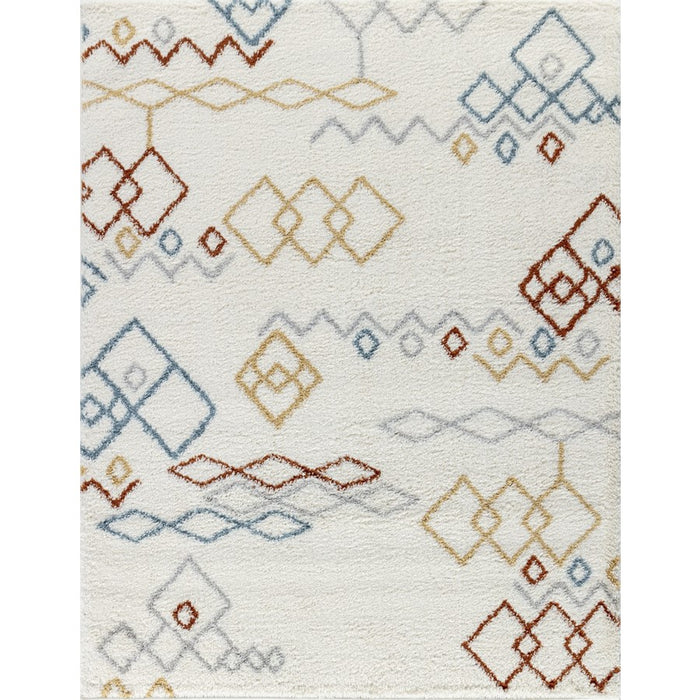 Conrad Home Cozy Shag 5'3' x 7' Shag Area Rug, Ivory/Diamonds - CZY10055-7