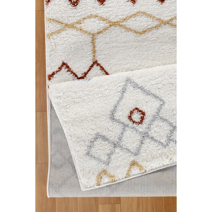Conrad Home Cozy Shag 5'3' x 7' Shag Area Rug, Ivory/Diamonds