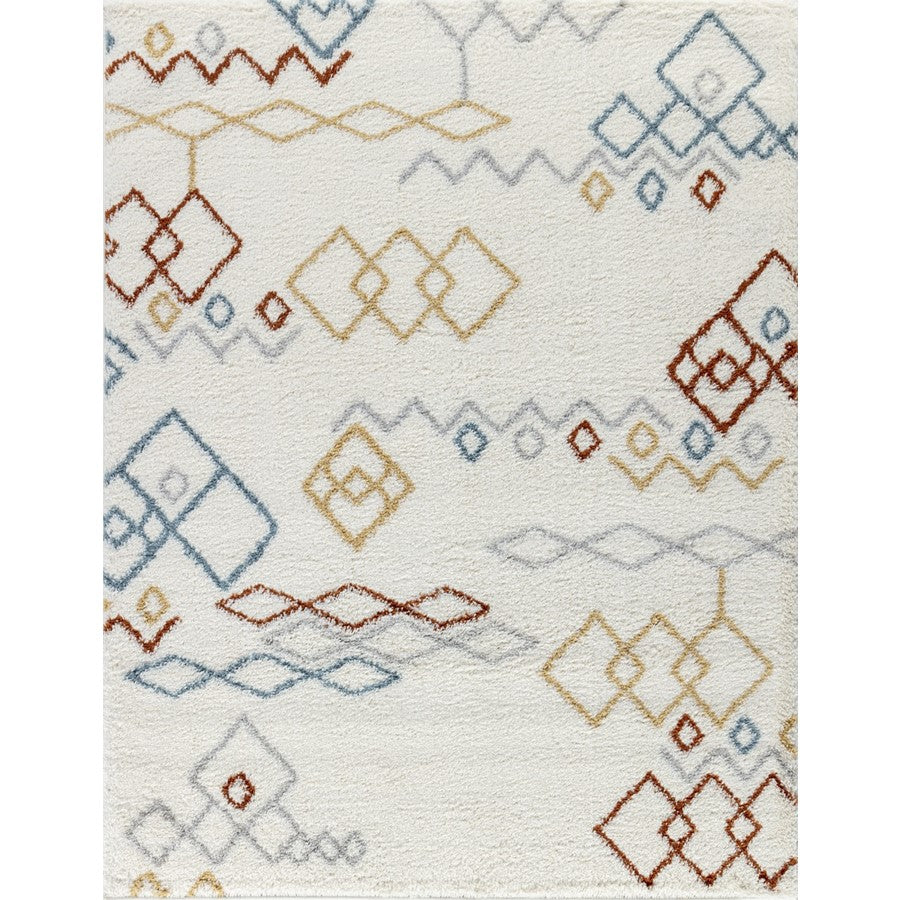 Conrad Home Cozy Shag 7'10" x 9'10" Area Rug, Ivory Geo/Diamonds - CZY10058-10