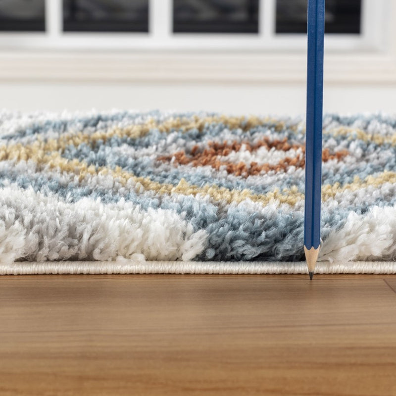 Conrad Home Cozy Shag 5'3' x 7' Shag Area Rug, Ivory Geo/Diamonds