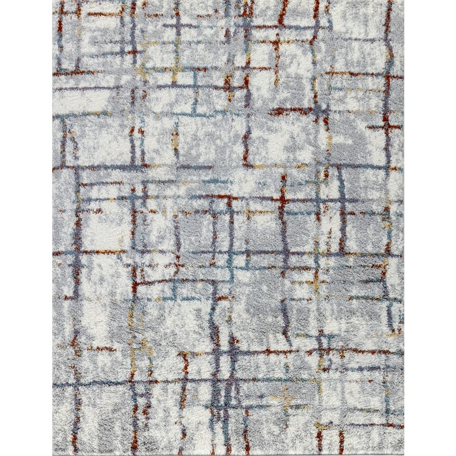 Conrad Home Cozy Shag 5'3' x 7' Shag Area Rug, Ivory Abstract - CZY10095-7