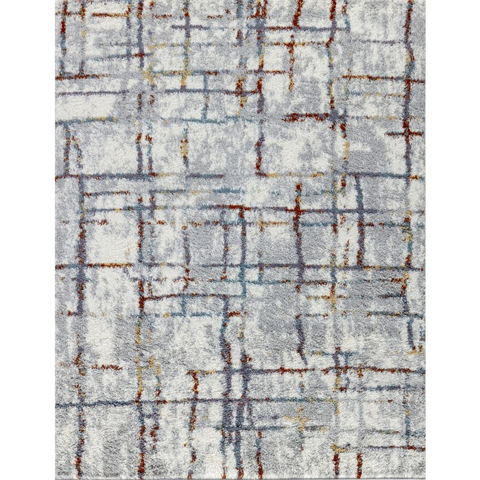 Conrad Home Cozy Shag 7'10" x 9'10" Shag Area Rug, Ivory Abstract - CZY10098-10