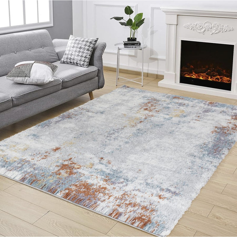 Conrad Home Cozy Shag 7'10" x 9'10" Shag Area Rug, Grey Abstract