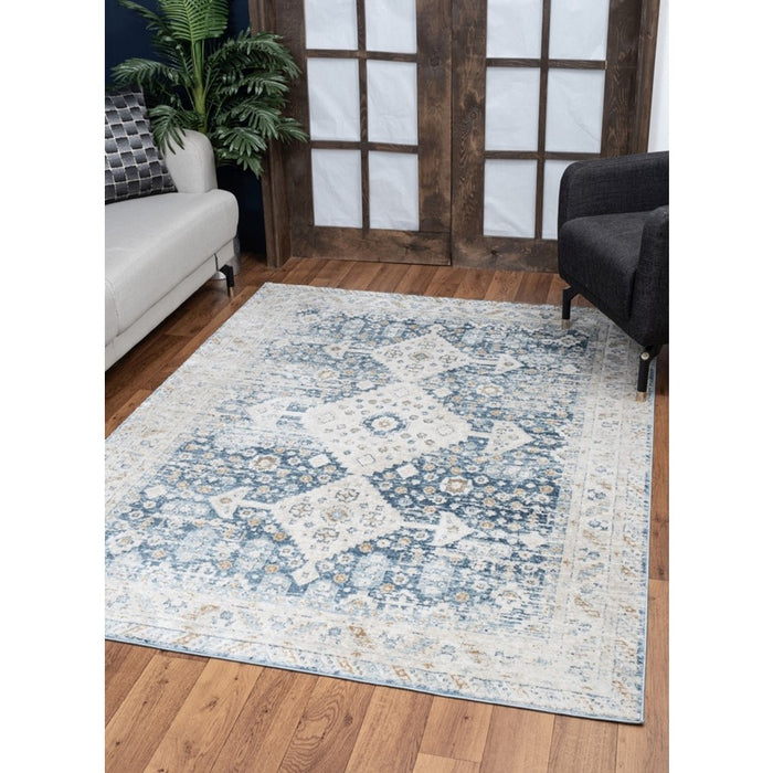 Conrad Home Generations 2' x 3' Trad Rug, Navy Medallion/SW