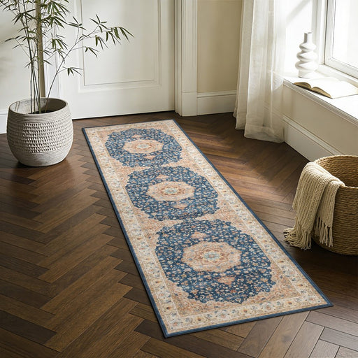 Haus Appeal Hamford Medallion 2x7 Navy Runner Rug