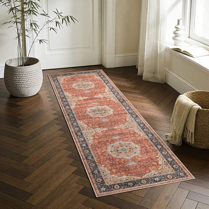 Haus Appeal Designs Hamford Medallion 2x7 Red Runner Rug
