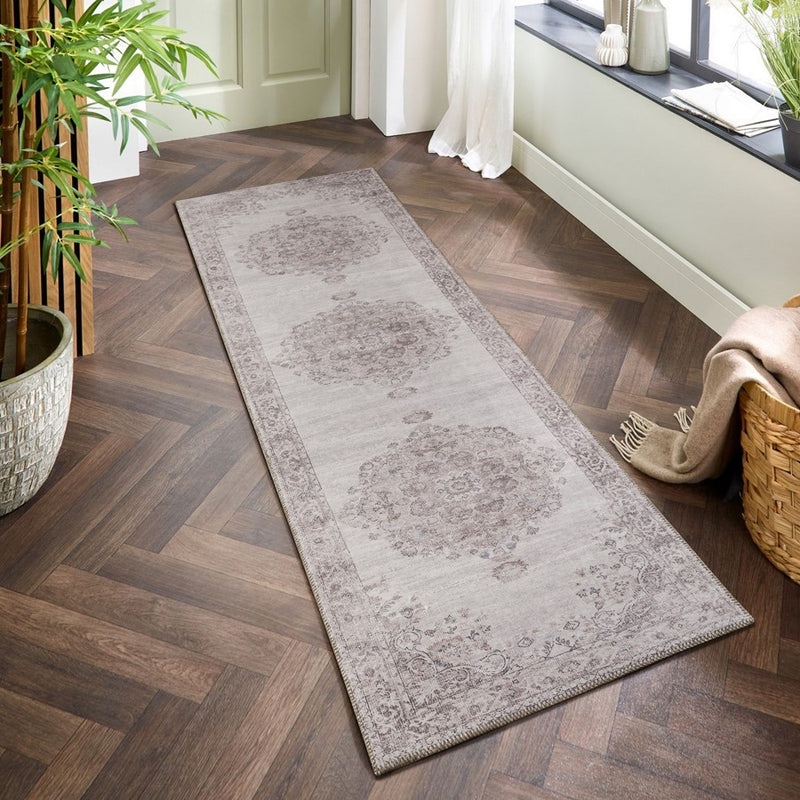 Haus Appeal Mansion 2'7" x 9'10" Runner | Traditional Ivory Medallion Polyester | Hallway & Entryway High-Traffic | 0.29in Pile | Model HA-NBL20123-10