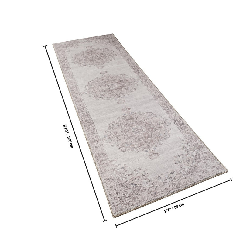 Haus Appeal Mansion 2'7" x 9'10" Runner | Traditional Ivory Medallion Polyester | Hallway & Entryway High-Traffic | 0.29in Pile | Model HA-NBL20123-10