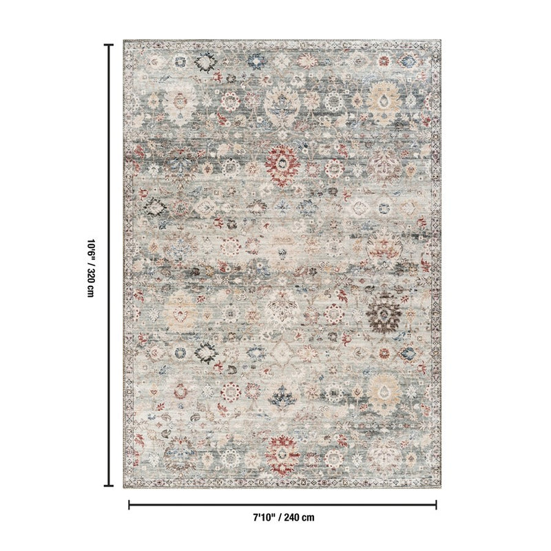 Haus Appeal Legend 7'10" x 10'6" Area Rug | Traditional Oriental Pattern, Green Ivory Polyester | Living Room & Bedroom Floor | Model HA-RYL10038-11