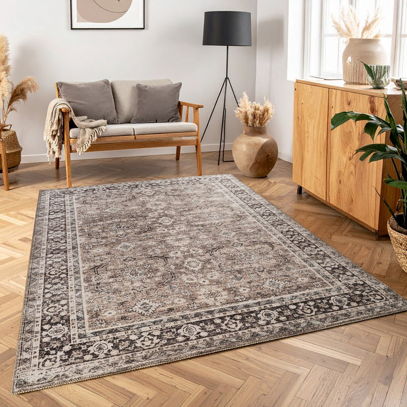 Haus Appeal Legend 7'10" x 10'6" Area Rug | Traditional Oriental Polyester | Living Room & Dining Room | Brown Ivory Beige | Model HA-RYL10048-11