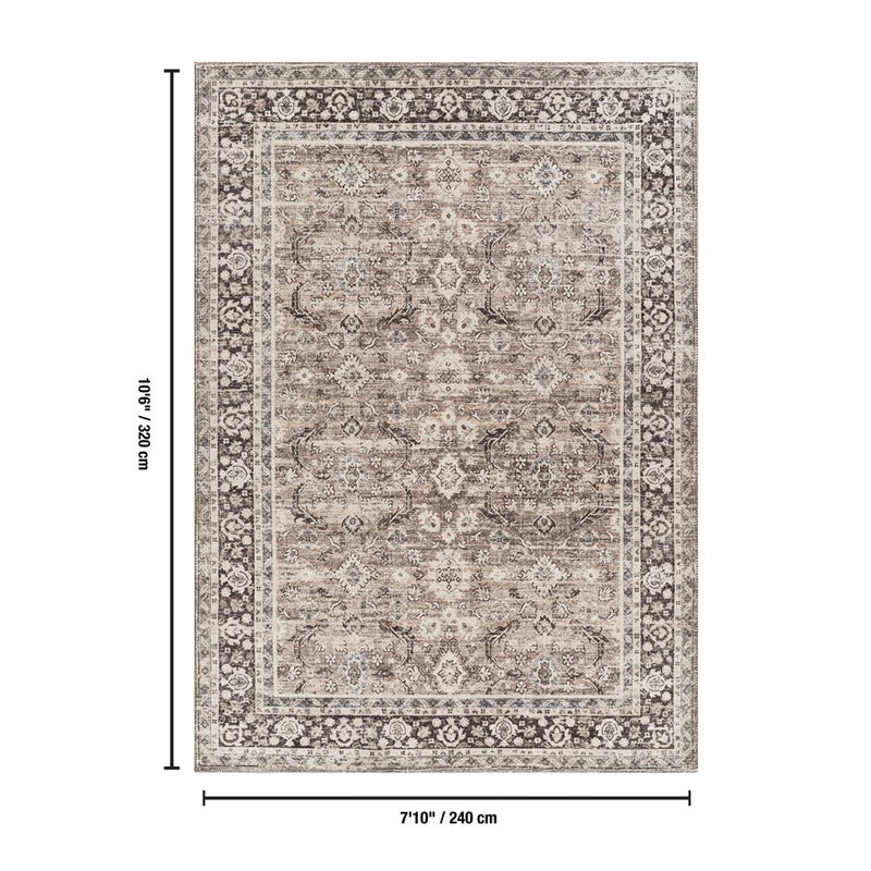 Haus Appeal Legend 7'10" x 10'6" Area Rug | Traditional Oriental Polyester | Living Room & Dining Room | Brown Ivory Beige | Model HA-RYL10048-11